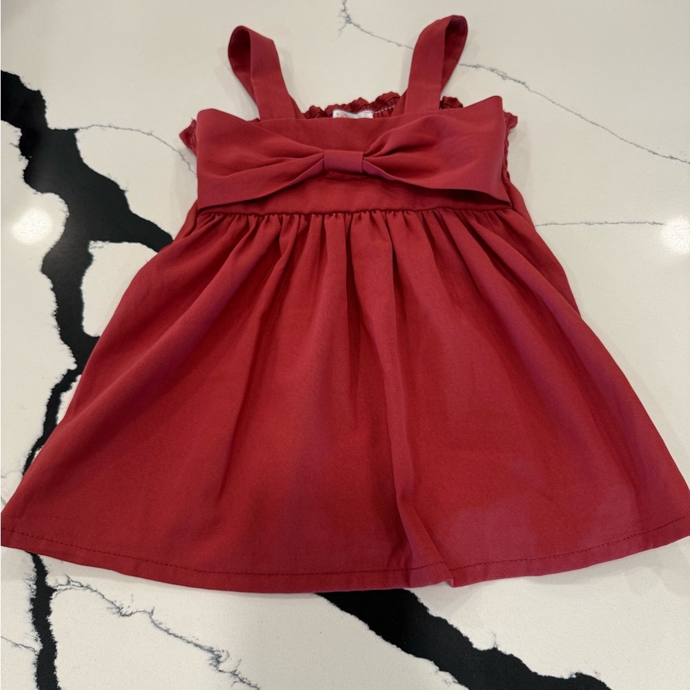 Bailey blossoms baby Red Sleeveless Dress with Bow